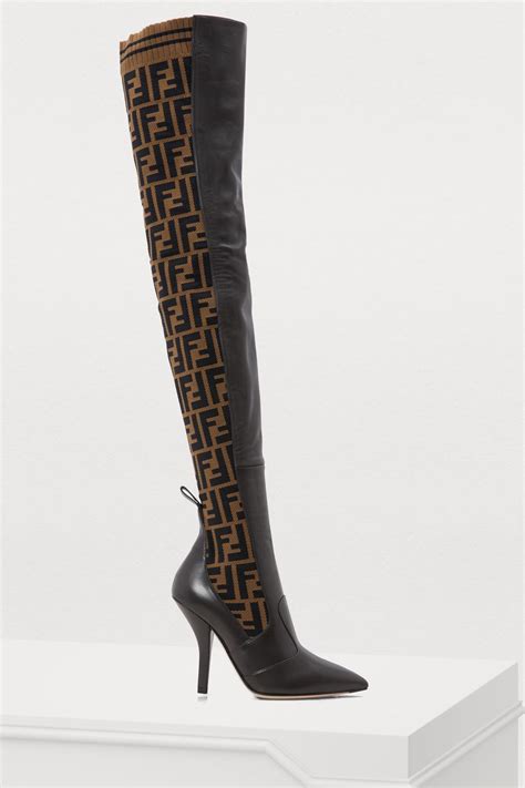 all black fendi boots|thigh high Fendi boots.